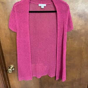 Coldwater Creek Fuchsia Short-Sleeve Open Knit cardigan Sweater